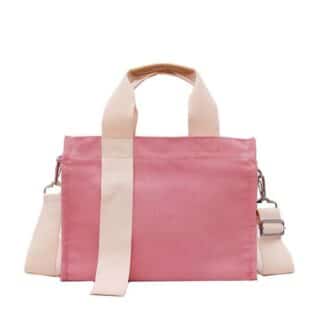 Photo d'un sac cabas en toile rose à bandoulière