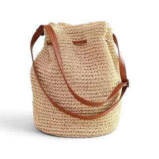 sac seau bandoulière en macramé beige