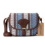 sac bandoulière bohème bleu et marron