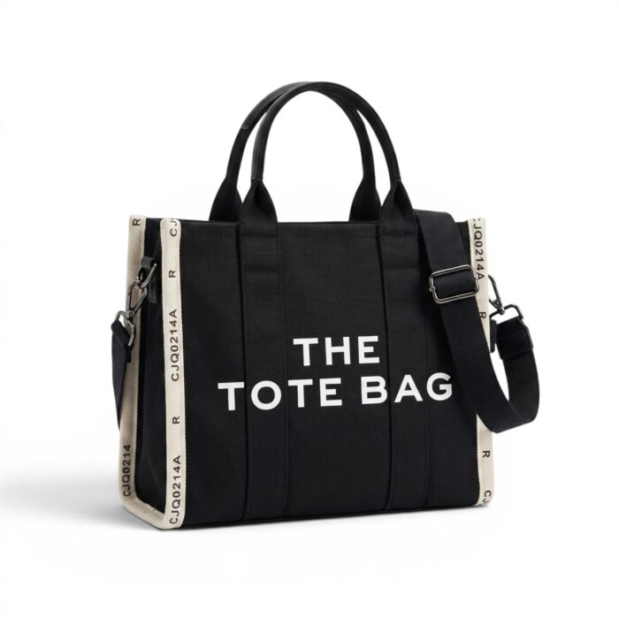 sac bandoulière tote bag en tissu noir et blanc
