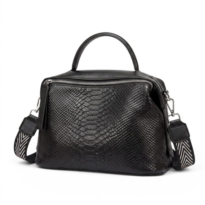 sac bandoulière rectangulaire en cuir noir