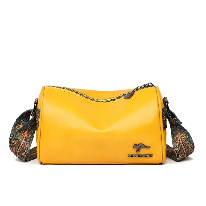 petit sac bandoulière en cuir jaune