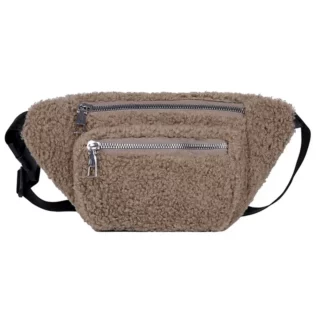 Sac banane peluche double poche zippée
