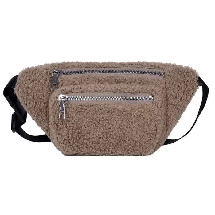 Sac banane peluche double poche zippée sac banane peluche double fermeture 9