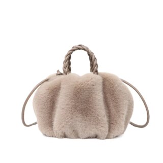 Petit sac bandoulière peluche avec anses torsadées