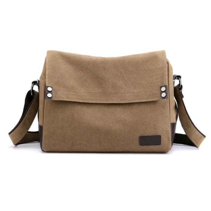 sac besace bandoulière marron en toile canvas pour homme