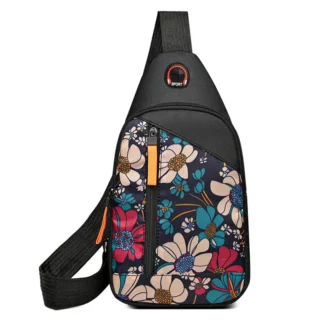 petit sac bandoulière noir à fleurs