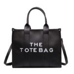 sac bandoulière fourre tout carré style tote bag en similicuir noir