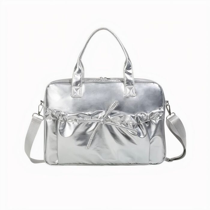 sac bandoulière ordinateur argenté pour femme