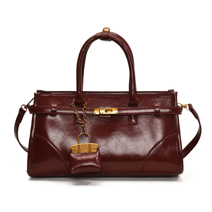 Sac à main rectangulaire vintage avec mini-pochette – cuir synthétique rigide style rétro chic