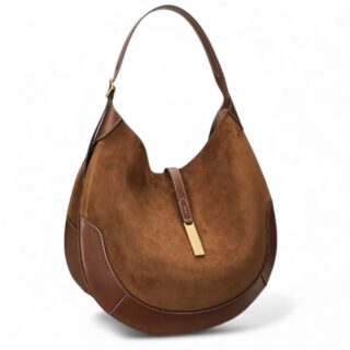 Sac bandoulière hobo marron grand format en cuir synthétique
