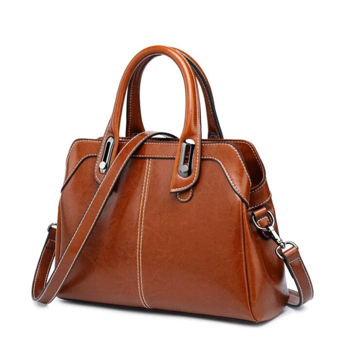Sac à main en cuir véritable huilé pour femme élégant cabas bandoulière | Grande capacité | Style business & quotidien