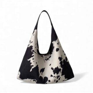 sac bandoulière fourre-tout triangulaire imprimé vache