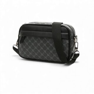 petite sacoche bandoulière noir et grise pour homme avec poche zippée