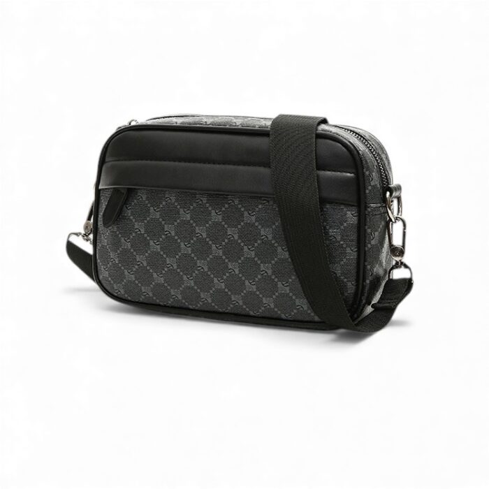 petite sacoche bandoulière noir et grise pour homme avec poche zippée