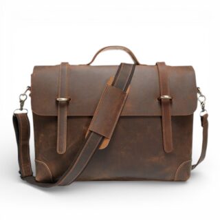 Sacoche bandoulière en cuir véritable marron vintage