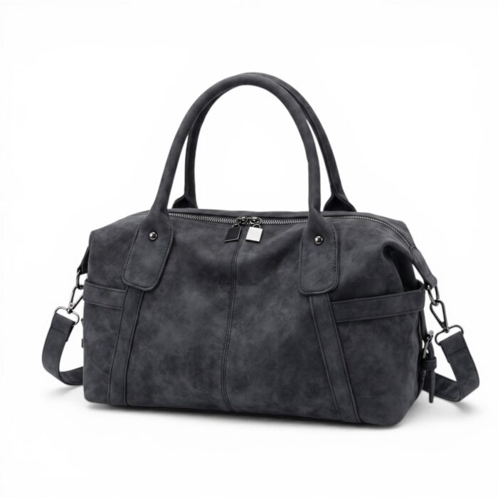 sac bandoulière en simili cuir gris foncé