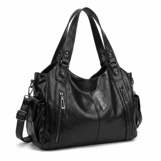 sac bandoulière en similicuir grande capacité noir