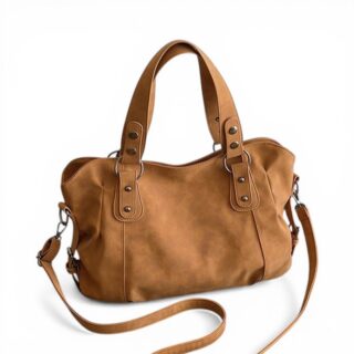 Sac fourre-tout femme grande capacité en PU givré – Style décontracté chic marron clair