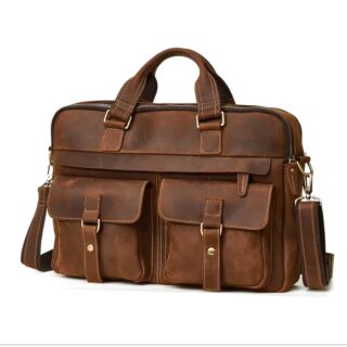 Accueil sac bandoulière cartable en cuir marron pour ordinateur 17 pouces