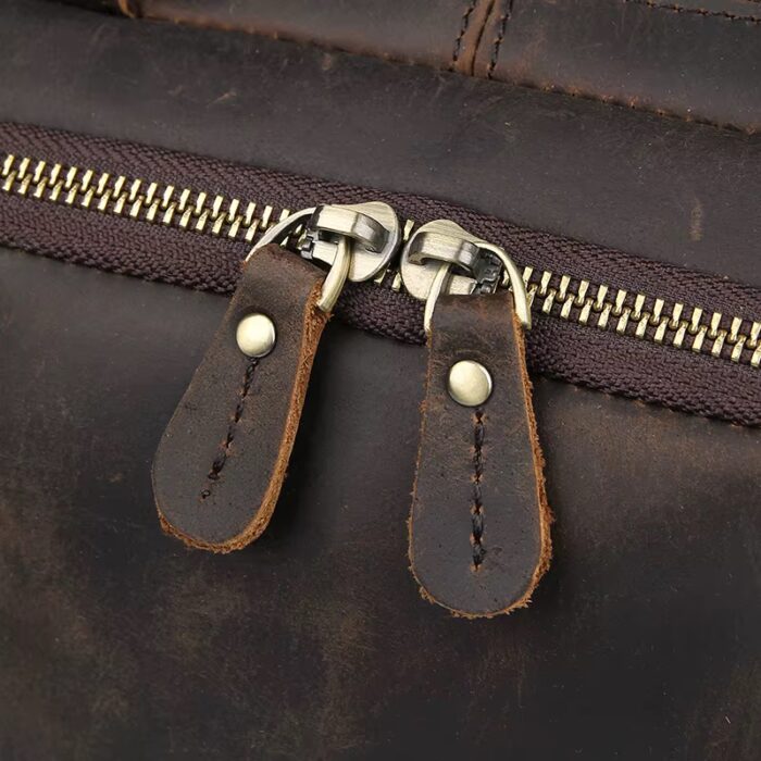 sac bandoulière cartable en cuir véritable marron ordinateur 17 pouces