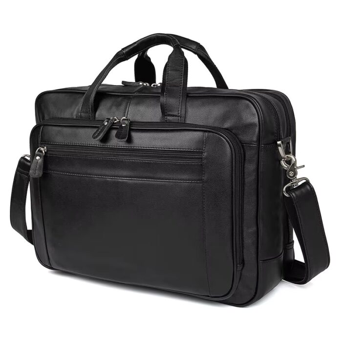 sac bandoulière en cuir noir pour ordinateur 17 pouces