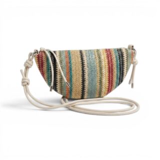 sac bandoulière banane paille tressée multicolore