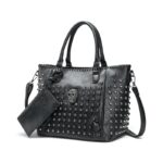 sac bandoulière cuir clous tete de mort