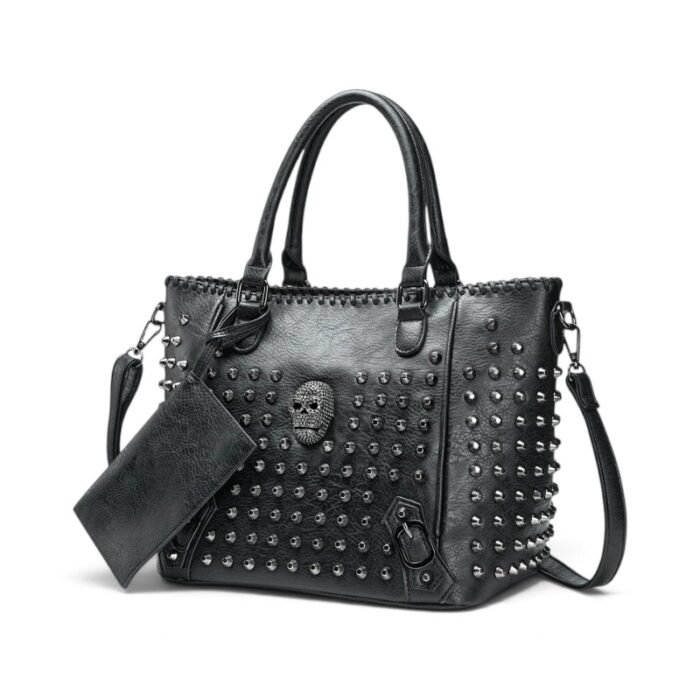 sac bandoulière cuir clous tete de mort