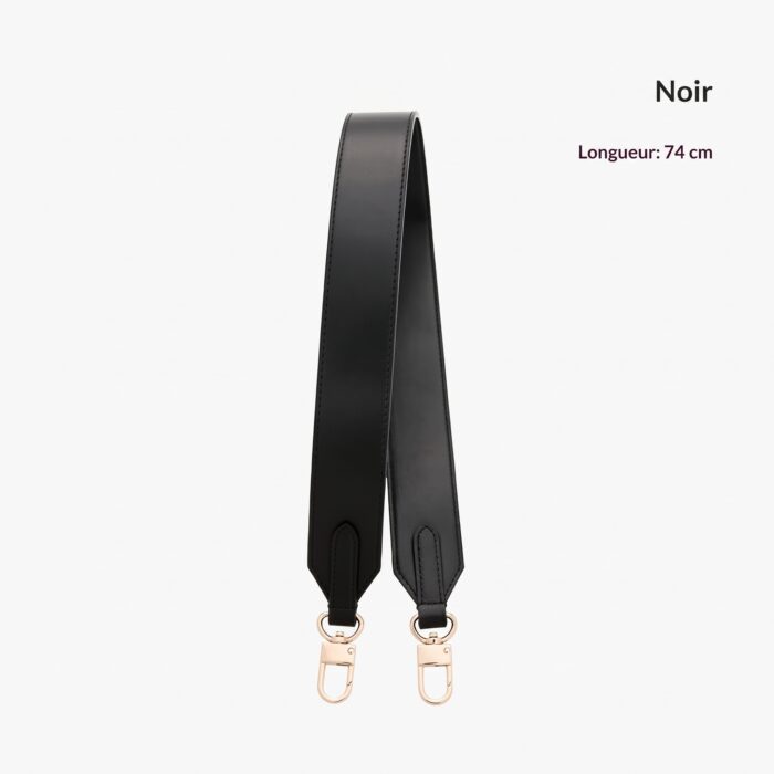Sangle pour sac bandoulière en cuir noir - 74 cm