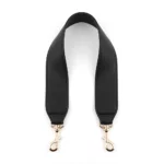 Sangle de sac bandoulière en cuir végan noir avec mousquetons dorés