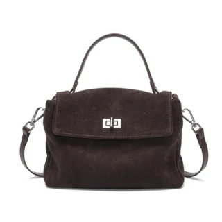 Accueil Sac bandoulière femme en daim véritable marron foncé