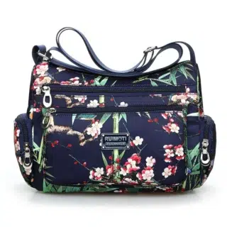 Accueil Sac bandoulière femme en nylon motif cerisier et bambou