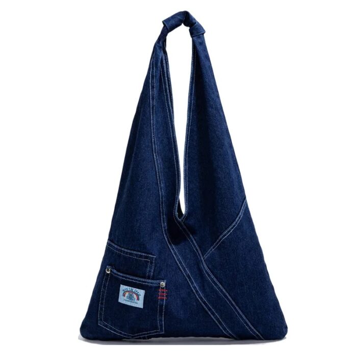 Sac cabas femme en jean bleu marine