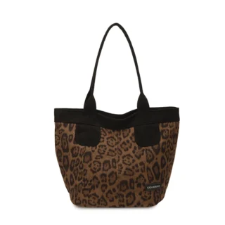 Accueil Sac cabas épaule femme effet daim léopard avec anses noires