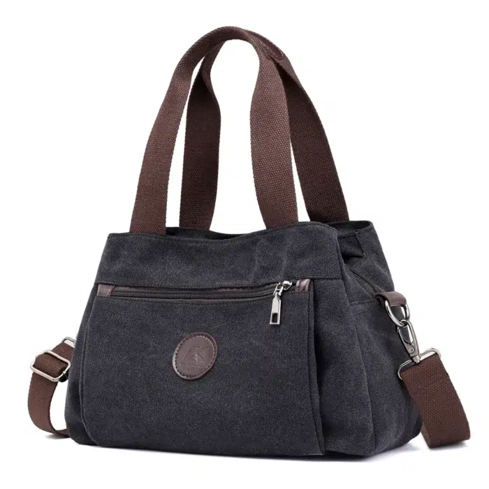 sac-cabas-toile-femme-trois-poches-noir Sac à main femme en toile noir, 3 poches