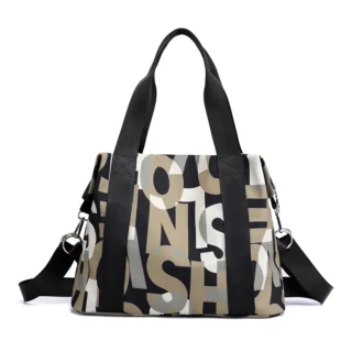Accueil Sac fourre-tout femme en nylon imprimé lettres kaki