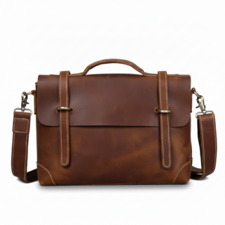 Sac porte-documents homme cuir marron vintage petit format