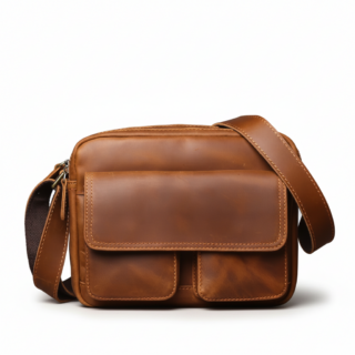 Sacoche bandoulière homme cuir de vache marron vintage