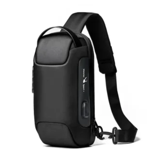 Accueil Sacoche bandoulière homme noire antivol avec port USB