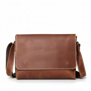 Sacoche messager homme cuir de vache marron vintage