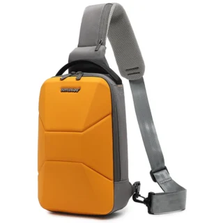 Accueil Sacoche de poitrine homme jaune à coque rigide avec bandoulière grise